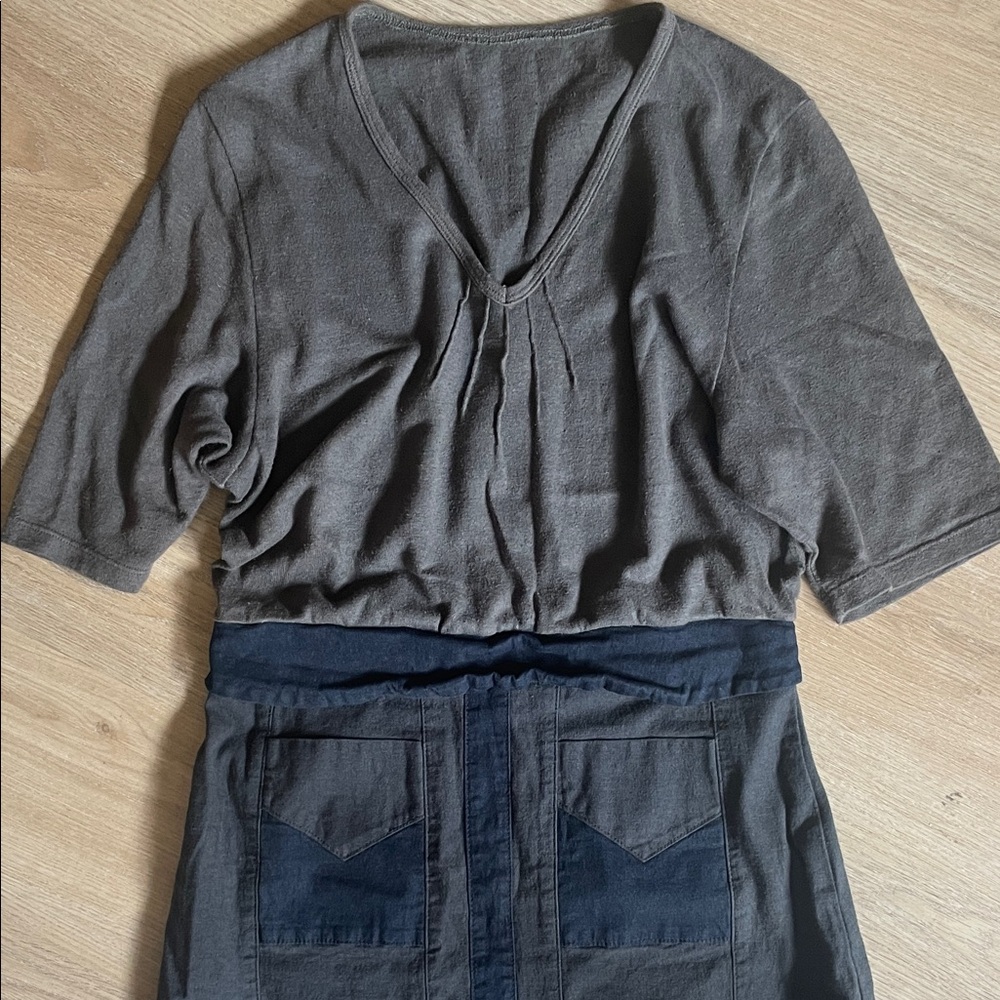 Gray and Blue Two-Tone Dress